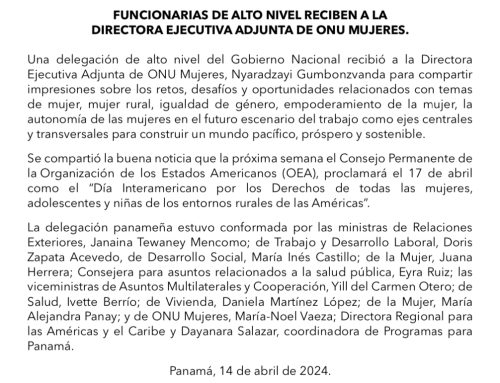 Funcionarias de Alto Nivel reciben a la Directora Ejecutiva Adjunta de ONU Mujeres