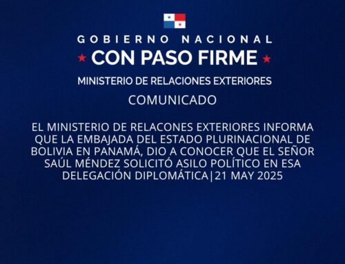 El Ministerio de Relaciones Exteriores informa que la Embajada del Estado Plurinacional de Bolivia en Panamá, dio a conocer que el señor Saúl Méndez solicitó asilo político en esa delegación diplomática.