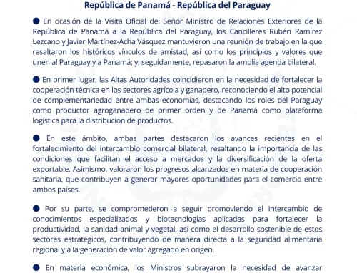 Comunicado Conjunto República de Panamá – República del Paraguay